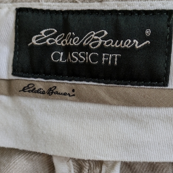 Eddie Bauer Mens Flat Front Classic Fit Linen Blend Khaki pants 36X30 - Picture 3 of 4